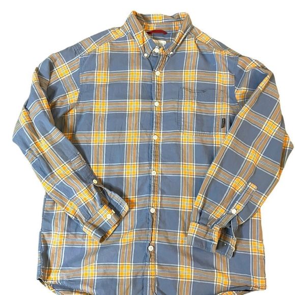 Columbia Other - Columbia Orange and Blue Plaid Button up Size L